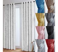 John Aird Crushed Velvet Fully Lined Eyelet Curtains (White, 90" Wide x 90" Drop)