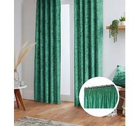 John Aird Crushed Velvet Fully Lined Tape Top Curtains (Emerald Green, 46" Wide x 90" Drop)