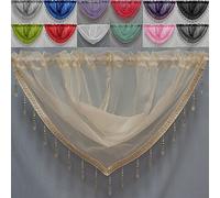 John Aird Crystal Beaded Voile Curtain Swag (Cream)
