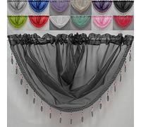 John Aird Crystal Beaded Voile Curtain Swag (Dark Grey)