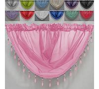 John Aird Crystal Beaded Voile Curtain Swag (Pink)