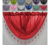 John Aird Crystal Beaded Voile Curtain Swag (Red)