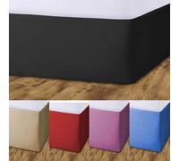 John Aird Elasticated Bed Valance Divan Base Cover Skirt (Black, Double)