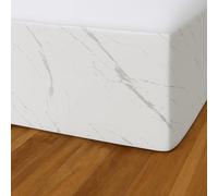 John Aird Elasticated Bed Valance Divan Base Cover Skirt White With Silver Marble Effect Design (White, King)