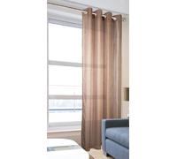 John Aird Leona - Muslin/Linen Effect Eyelet Ring Top Voile Curtain Panel - Tieback Included (Mocha, 56"x72")