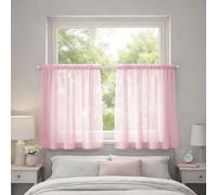 John Aird Lucy Voile Cafe Curtains - Rod Pocket Slot Top - Pair Net Curtains - 2 Panels (Pink, W 28" x L 36")