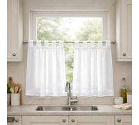 John Aird Lucy Voile Cafe Curtains - Tab Top - Pair Net Curtains - 2 Panels (White, W 28" x L 36")