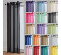 John Aird Lucy Voile Curtain - Eyelet - 1x Curtain Panel (Black, 58" Wide x 81" Drop)