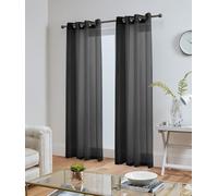 John Aird Lucy Voile Curtains - Eyelet - Pair - 2x Voile Panels (Black, 58" Wide x 108" Drop)