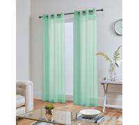 John Aird Lucy Voile Curtains - Eyelet - Pair - 2x Voile Panels (Green, 58" Wide x 72" Drop)