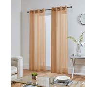 John Aird Lucy Voile Curtains - Eyelet - Pair - 2x Voile Panels (Latte, 58" Wide x 54" Drop)