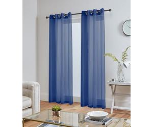 John Aird Lucy Voile Curtains - Eyelet - Pair - 2x Voile Panels (Navy, 58" Wide x 108" Drop)