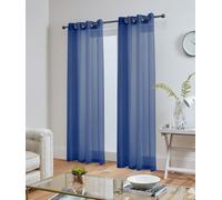 John Aird Lucy Voile Curtains - Eyelet - Pair - 2x Voile Panels (Navy, 58" Wide x 81" Drop)
