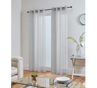 John Aird Lucy Voile Curtains - Eyelet - Pair - 2x Voile Panels (Silver, 58" Wide x 118" Drop)