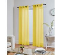 John Aird Lucy Voile Curtains - Eyelet - Pair - 2x Voile Panels (Yellow, 58" Wide x 81" Drop)