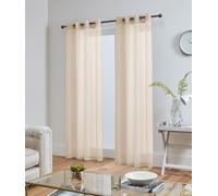 John Aird Lucy Voile Curtains - Eyelet - Pair - 2x Voile Panelss (Cream, 58" Wide x 48" Drop)