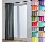 John Aird Lucy Voile Curtains - Rod Pocket Slot Top - Net Curtains - 1 Panel (Black, 58" Wide x 108" Drop)