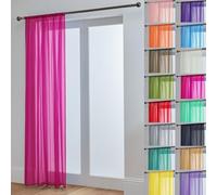John Aird Lucy Voile Curtains - Rod Pocket Slot Top - Net Curtains - 1 Panel (Fuchsia, 58" Wide x 36" Drop)