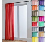 John Aird Lucy Voile Curtains - Rod Pocket Slot Top - Net Curtains - 1 Panel (Red, 58" Wide x 118" Drop)