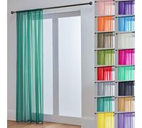 John Aird Lucy Voile Curtains - Rod Pocket Slot Top - Net Curtains - 1 Panel (Teal, 58" Wide x 118" Drop)