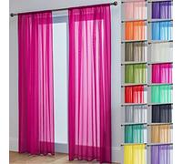 John Aird Lucy Voile Curtains - Rod Pocket Slot Top - Pair Net Curtains - 2 Panels (Fuchsia, W 58" x L 54")