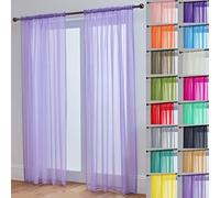 John Aird Lucy Voile Curtains - Rod Pocket Slot Top - Pair Net Curtains - 2 Panels (Lilac, W 58" x L 118")
