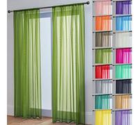 John Aird Lucy Voile Curtains - Rod Pocket Slot Top - Pair Net Curtains - 2 Panels (Lime, W 58" x L 118")