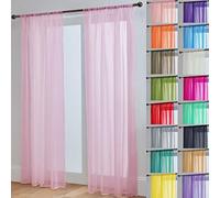John Aird Lucy Voile Curtains - Rod Pocket Slot Top - Pair Net Curtains - 2 Panels (Pink, W 58" x L 54")