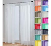 John Aird Lucy Voile Curtains - Rod Pocket Slot Top - Pair Net Curtains - 2 Panels (White, W 58" x L 108")