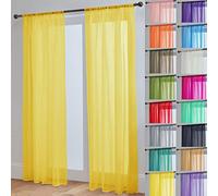 John Aird Lucy Voile Curtains - Rod Pocket Slot Top - Pair Net Curtains - 2 Panels (Yellow, W 58" x L 81")