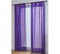John Aird Lucy Voile Curtains - Slot Top - Pair - 2x Voile Panels (Aubergine, 58" Wide x 48" Drop)