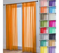 John Aird Lucy Voile Curtains - Slot Top - Pair - 2x Voile Panels (Orange, 58" Wide x 48" Drop)