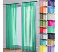 John Aird Lucy Voile Curtains - Slot Top - Pair - 2x Voile Panels (Pastel Green, 58" Wide x 54" Drop)