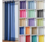 John Aird Lucy Woven Voile Eyelet Top Curtain Panel (Navy, 58" Wide x 81" Drop)