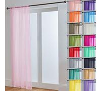 John Aird Lucy Woven Voile Slot Top Curtain Panel (Pink, 58" Wide x 72" Drop)