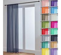 John Aird Lucy Woven Voile Slot Top Curtain Panels (Dark Grey, 58" Wide x 118" Drop)