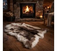 John Aird Luxury Faux Reindeer Hide Rug - Soft Fur Effect Scandinavian Style Floor Rug for Living Room, Bedroom & Cabin Décor (90cm x 115cm)