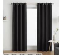 John Aird Luxury Faux Silk Fully Lined Eyelet Curtains (Black, 229cm Width x 229cm Drop (90"x 90")