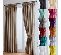 John Aird Luxury Faux Silk Fully Lined Pencil Pleat Curtains With Matching Tie Backs (Mocha, 168cm Width x 137cm Drop (66"x 54")