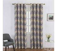 John Aird Nordic Geometric Chevron Thermal Blackout Eyelet Curtains (Ochre, 90" Wide x 72" Drop)
