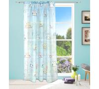 John Aird Owl Voile Slot Top Curtain Panel (Blue), 55" Wide x 54" Drop
