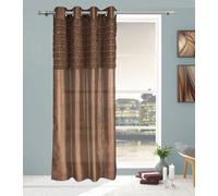 John Aird Pair Of Elsa Faux Silk Eyelet Curtain Panel With Luxurious Fur Top (Mocha, 56" Wide x 72" Drop)