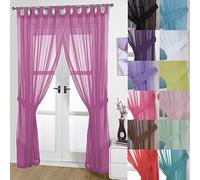 John Aird Pair Of Woven Voile Tab Top Curtain Panels. Tiebacks Included (Fuchsia, 58" Wide x 90" Drop)