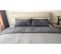John Aird Reversible Teddy Fleece Duvet Cover Quilt Bedding Set With Pillow Case (Grey/Silver, Double)