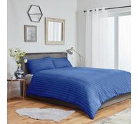 John Aird Striped Microfibre Plain Duvet Cover With Pillowcases (Super King, Blue)