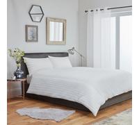 John Aird Striped Microfibre Plain Duvet Cover With Pillowcases (Super King, White)
