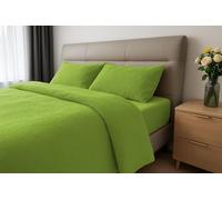 John Aird Teddy Fleece Duvet Cover Quilt Bedding Set With Pillow Case (Lime, Single)