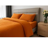 John Aird Teddy Fleece Duvet Cover Quilt Bedding Set With Pillow Case (Orange, Single)