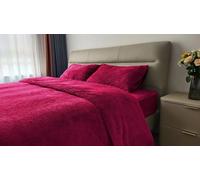 John Aird Teddy Fleece Duvet Cover Quilt Bedding Set With Pillow Cases (Red, Super King)