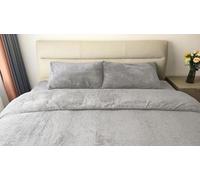 John Aird Teddy Fleece Duvet Cover Quilt Bedding Set With Pillow Cases (Silver, King)